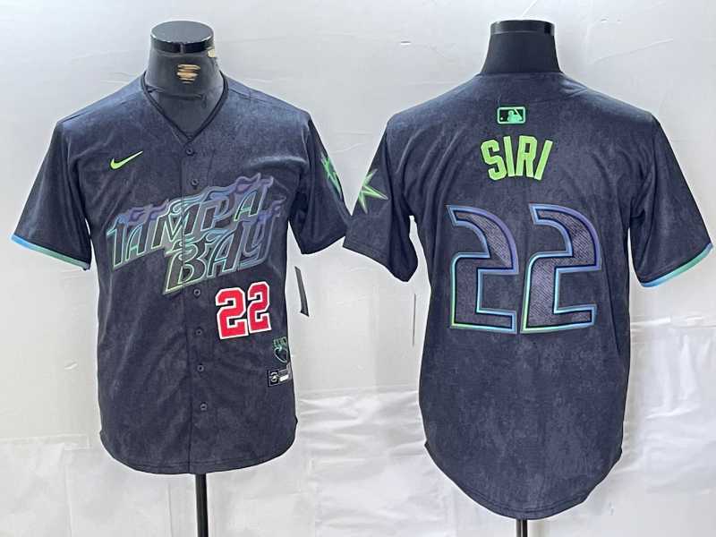 Mens Tampa Bay Rays #22 Jose Siri Number Charcoal 2024 City Connect Limited Stitched Jerseys